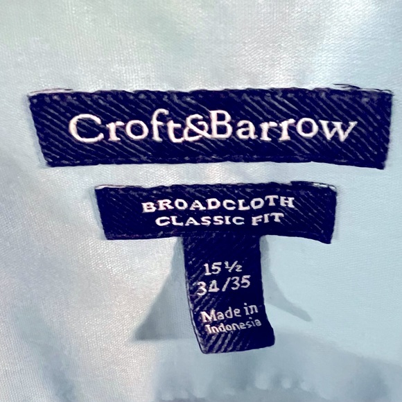 Mens Croft & Barrow Dress Shirt Light Blue (15.5) 34/35 Front Pocket Long Sleeve - Picture 3 of 5
